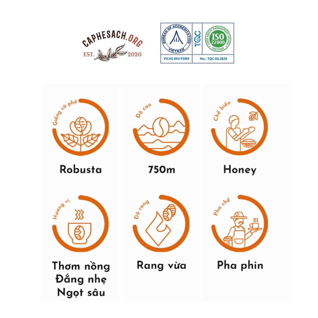 Cà phê 100% Robusta Rang Vừa - Đậm Khí Phách Việt 500G