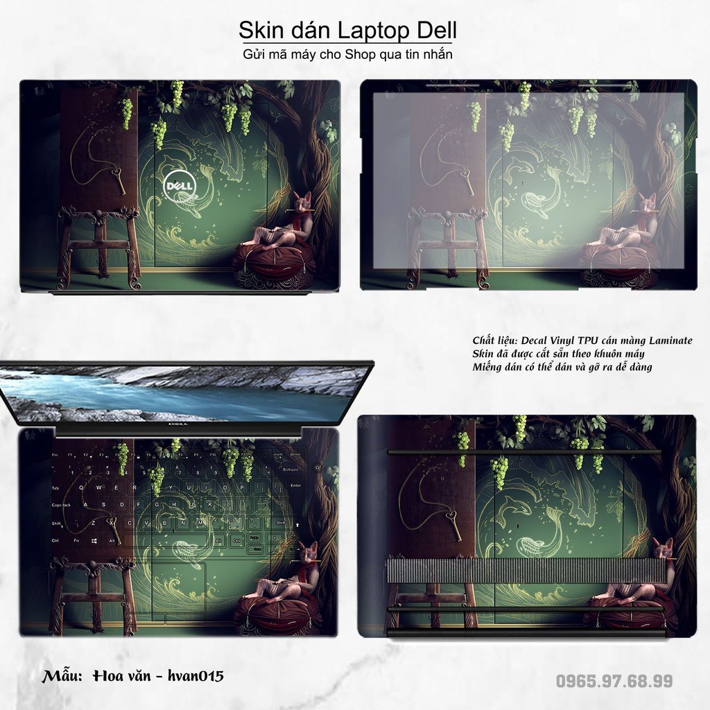 Skin dán Laptop Dell in hình Hoa văn nhiều mẫu 3 (inbox mã máy cho Shop)