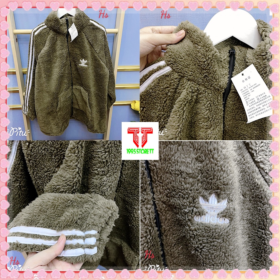 Áo Khoác Lông Rót Tay Thêu Addidas Chất Liệu Lông Mịn Mã 0622 STORE TT 1995