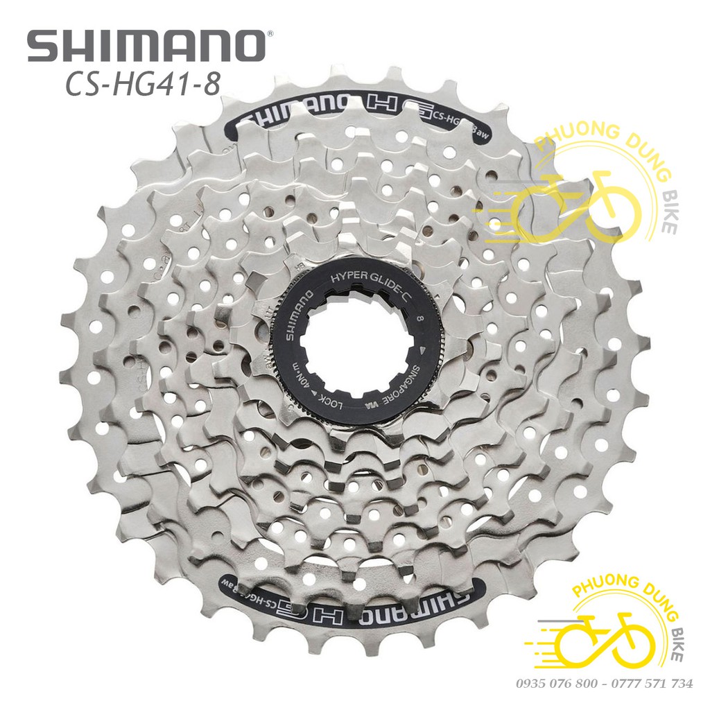 Líp thả líp 8 xe đạp SHIMANO CS HG41 8S 11-32T / 11-34T - Hàng chính Hãng