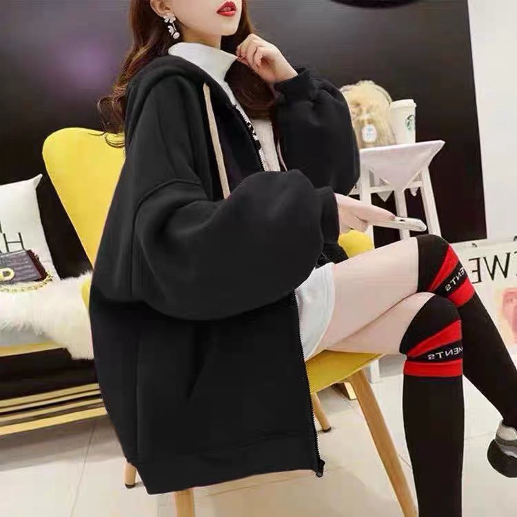 ÁO HOODIE NỮ TRƠN CAO CẤP  DÂY KÉO DỄ MẶC DỄ PHỐI ĐỒ CHỐNG NẮNG GIỮ ẤM THỜI TRANG