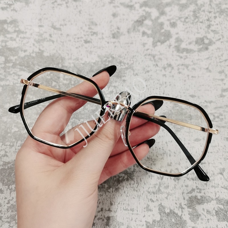 Mắt Kính Chống Bức Xạ Hình Đa Giác Phong Cách Retro Hàn Quốc