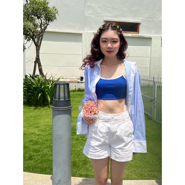 Áo Hai Dây Nữ Kiểu Ôm Cotton Gân Co Dãn Màu Pastel Hồng Xanh Lá Xanh Mint Minipie