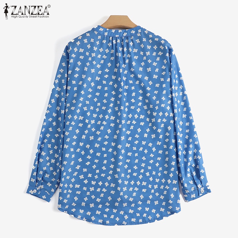 Zanzea Áo Sơ Mi Cổ Đứng Tay Dài Dáng Rộng In Họa Tiết Thời Trang Cho Nữ