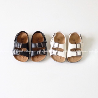 Dép sandal quai ngang bản to_Trắng&Đen