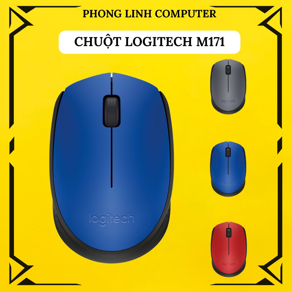 Chuột không dây Logitech M171 (USB) ( 3 Màu ĐEN - ĐỎ - XANH )