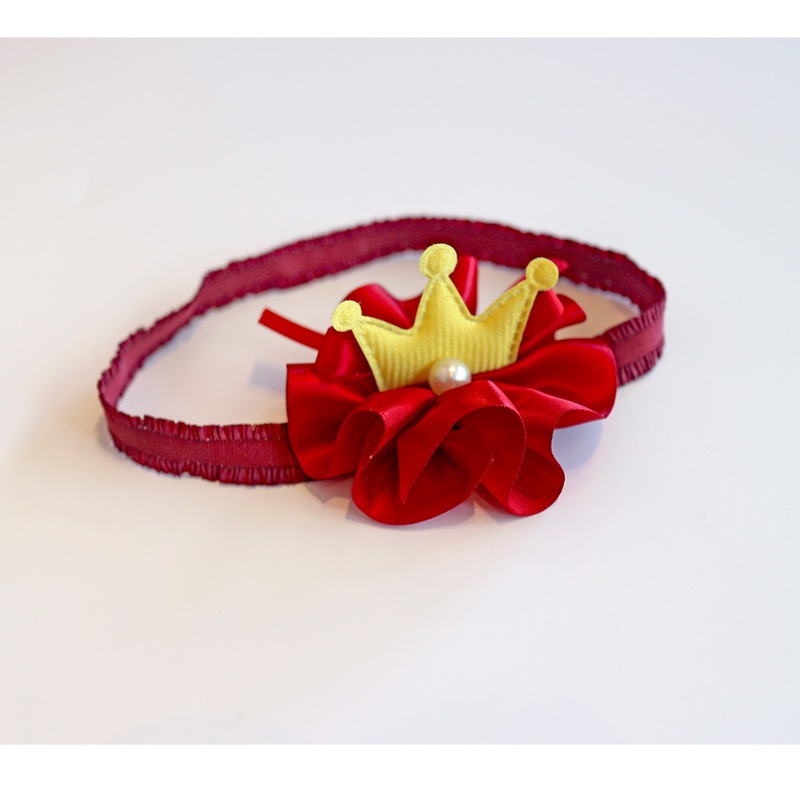 Băng Đô Cho Bé - Turban Công Chúa Vương Miện Đỏ Tết Đầy Tháng Thôi Nôi Cho Bé Gái Sơ Sinh