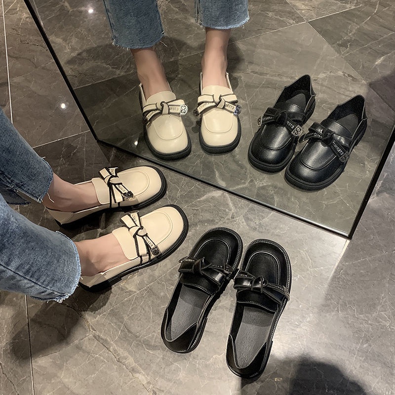 Giày búp bê da mềm mũi tròn thời trang mùa hè 2021 cho nữ