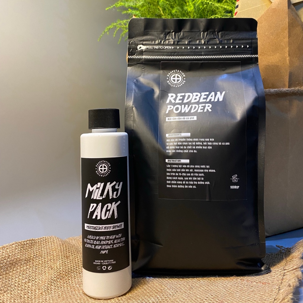 REDBEAN + MILKY: bột tắm dưỡng trắng handmade