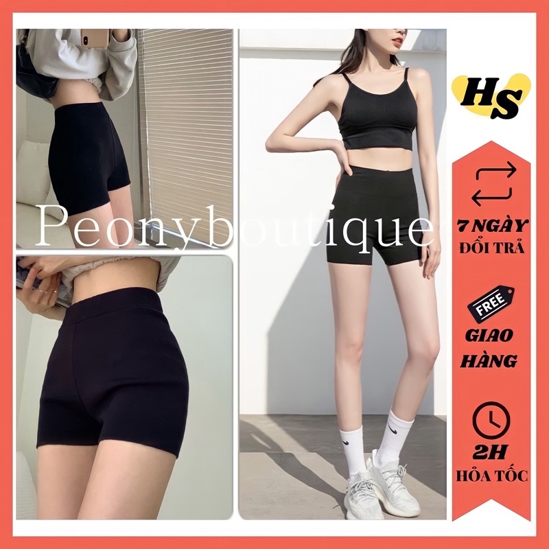 Quần legging đùi yoga dáng short nữ dáng ôm body vải mát phong cách thể thao Hus LG04