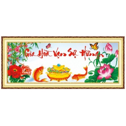Tranh Đính Đá ABC 3D Gia Hòa Vạn Sự Hưng H948 (KHÁCH TỰ ĐÍNH) KT:124X54CM