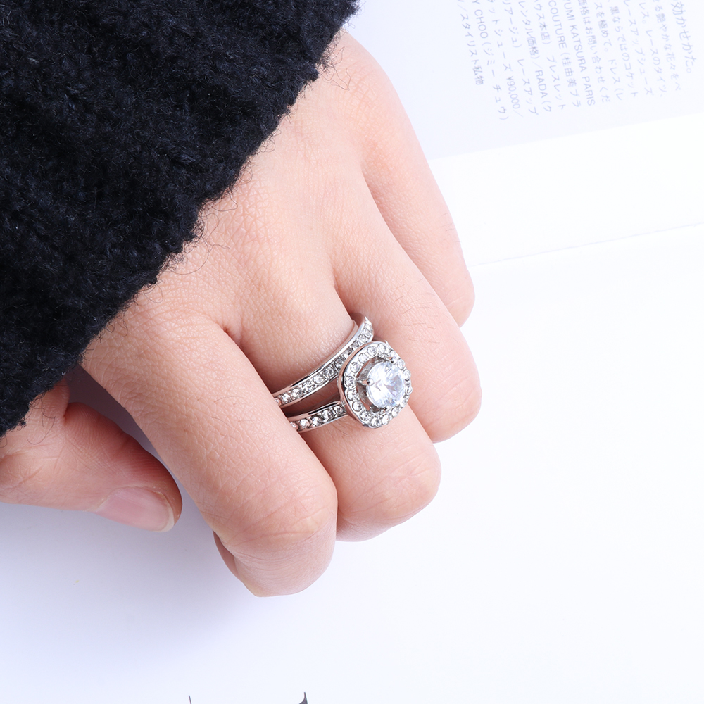 Bộ Nhẫn Đính Đá Sapphire Trắng Thời Trang Làm Quà Tặng Valentine/Valentine| Vòng Cổ ĐíNh Đá Sang TrọNg