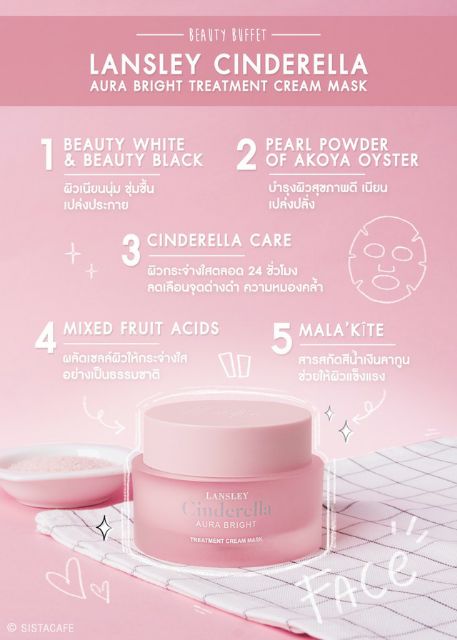 Mặt Nạ Kem Dưỡng Trắng Da LANSLEY Aura Cinderella Bright Treatment Cream Mask