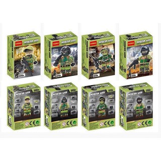 Mô hình lắp ráp Non Lego Lính Modern War Xanh ( 4 hộp )