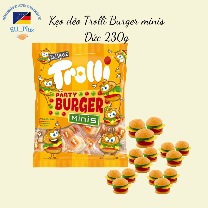 Kẹo dẻo Trolli Mini Burger gói 170gr - Đức - Mẫu Mới