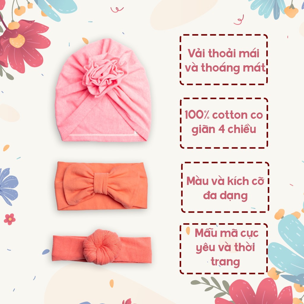 Set 3 Băng Đô Turban Vải Cotton Siêu Xinh Cho Bé ( Đủ Size)