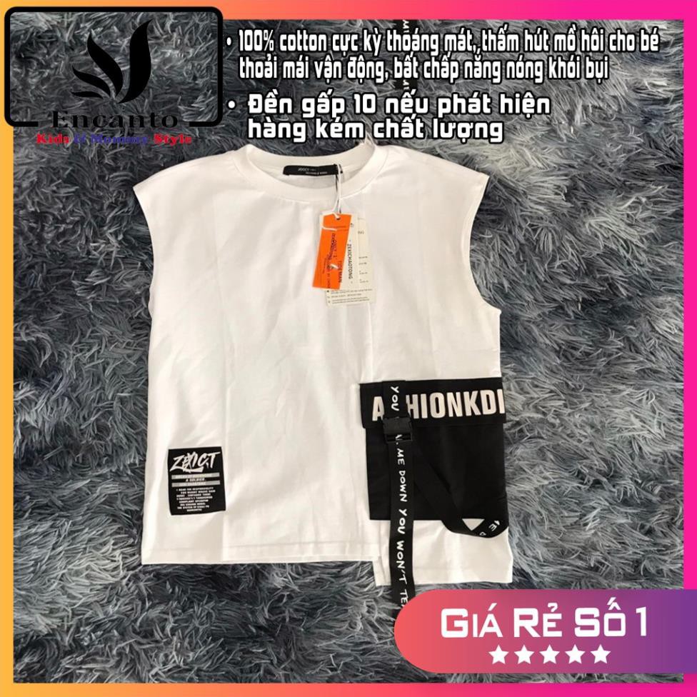 Áo tank top trẻ em siêu mát mẻ / Áo sát nách bé trai túi hộp cá tính / Áo cotton ba lỗ cho bé trai size đại (612159)