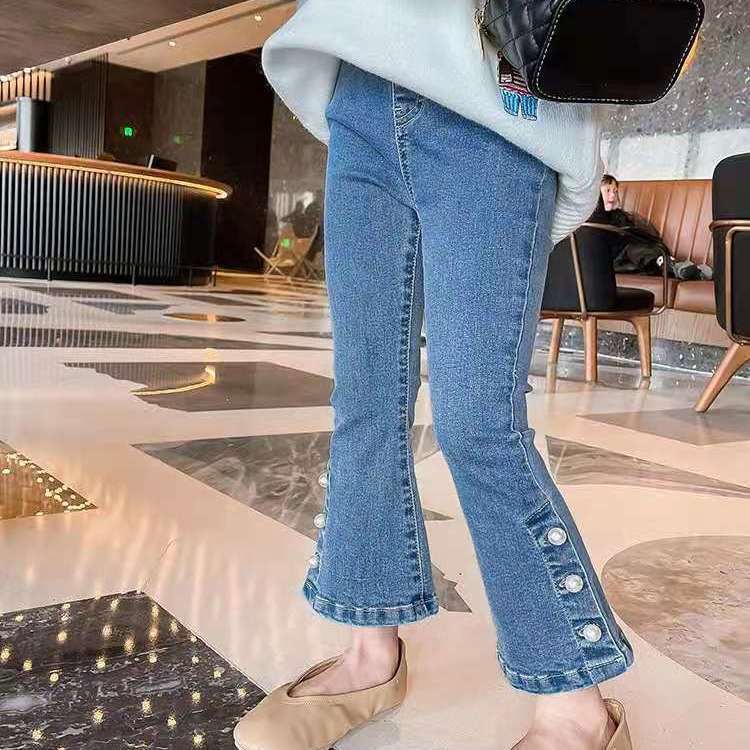 Mới Quần Jean Dài Dáng Ôm Co Giãn Tốt Thời Trang 2022 Cho Bé Gái