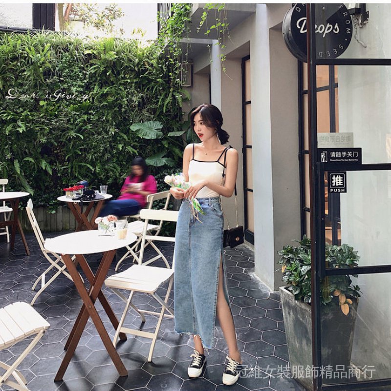 Chân Váy Ôm Eo Cao Mỏng Một Bên Xẻ Tà Cao Thời Trang Raw Edge De