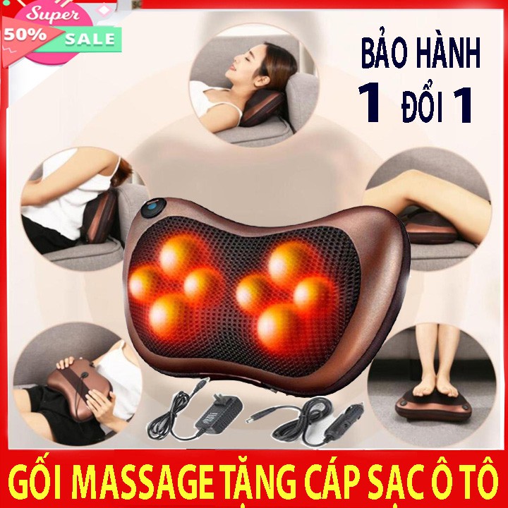 Gối massage công nghệ nhât bản Tặng cáp sạc ô tô