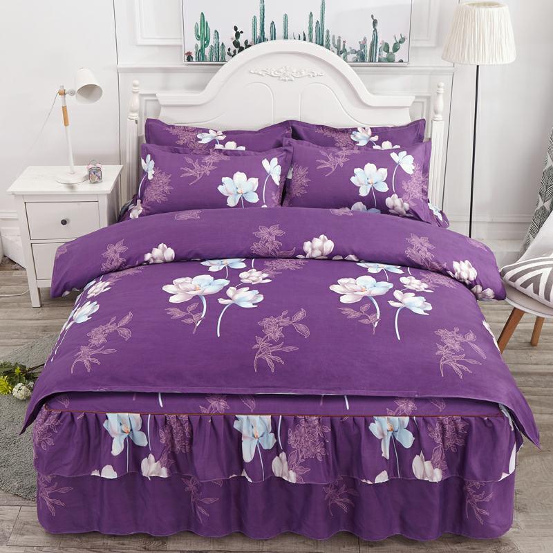 giường Bộ bốn mảnh cotton phong cách Hàn Quốc Bộ drap trải giường drap trải giường bốn mùa Bộ bốn mảnh Ga trải giường co