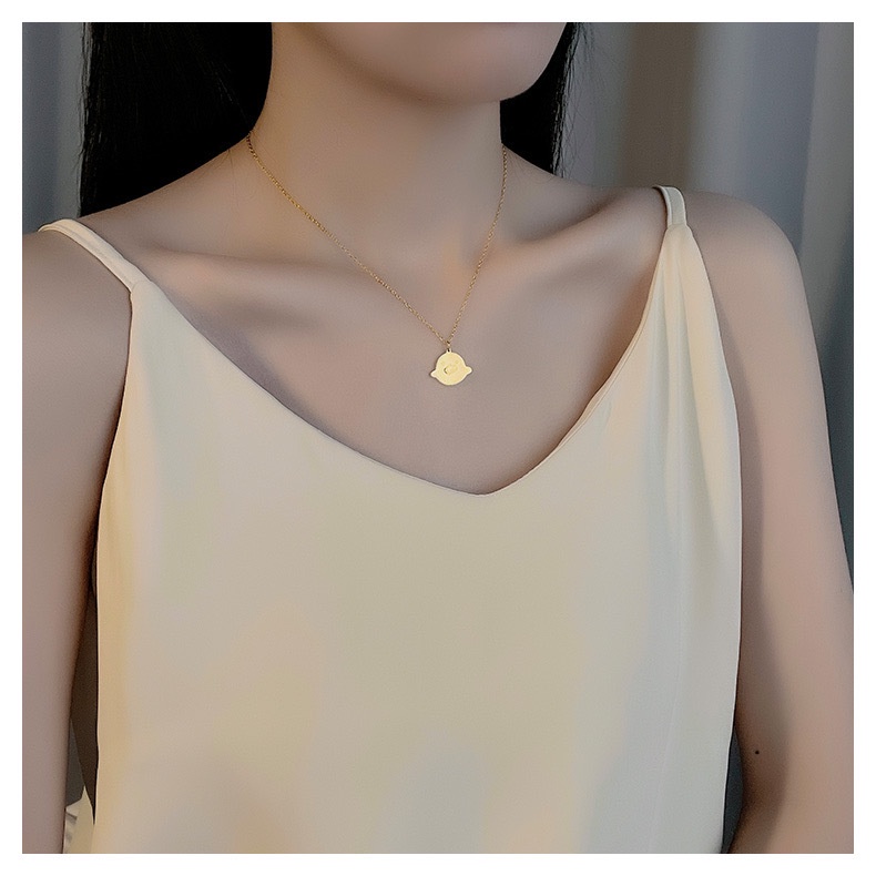 Dây chuyền thép titan mặt vịt vàng nhỏ dễ thương