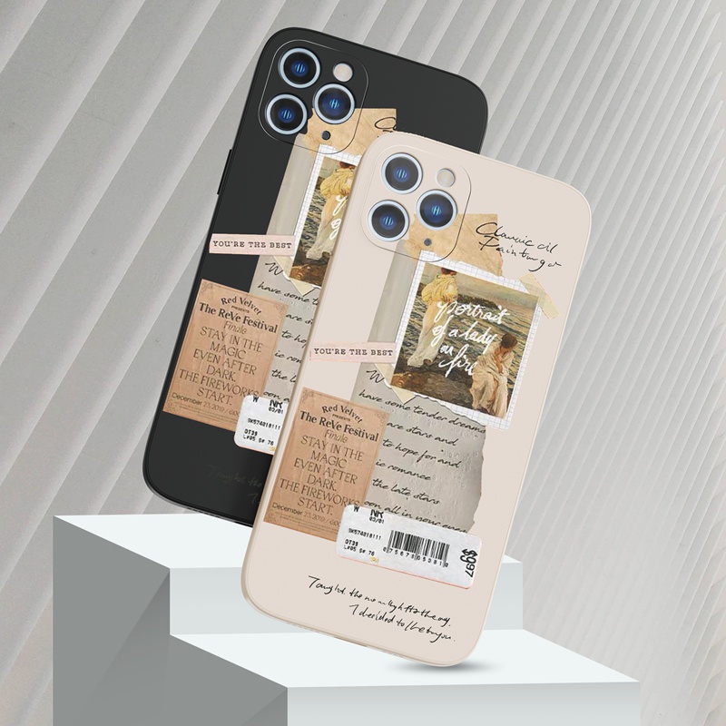 Ốp lưng iphone Ốp điện thoại silicon mềm in hình hình vintage thích hợp cho iPhone Xs Max 7 8plus 11 Pro Max XR 12 13mini