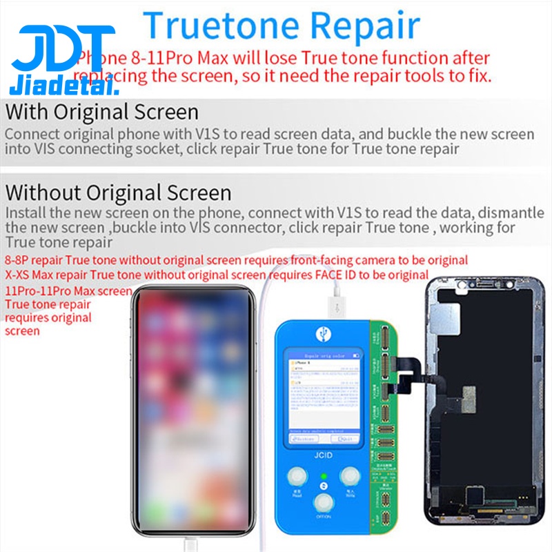 Bộ Lập Trình Pin Chống Sốc Vân Tay JC V1SE Cho Iphone iP 7 8 X XS MAX 11 ProMAX 12 13 14