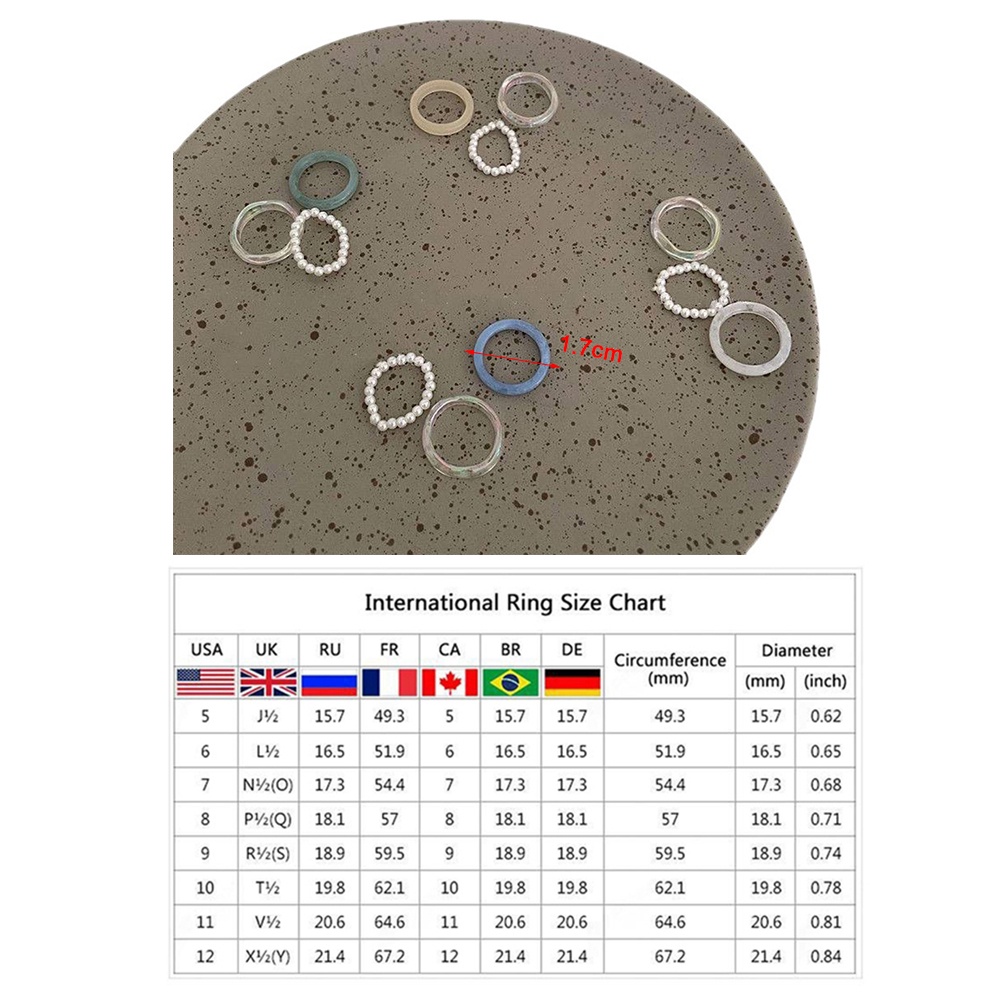 Set 3 Nhẫn Nhựa Acrylic Co Giãn Thời Trang Vintage Cho Nữ