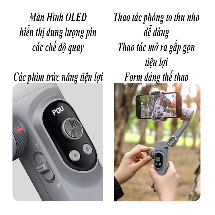 Gimbal SMART X PRO, Tặng Chân, Gậy Selfie Chống Rung Cho Điện Thoại - Có Sạc Không Dây - Pin 3200 mAh - Đèn Led Trợ Sáng