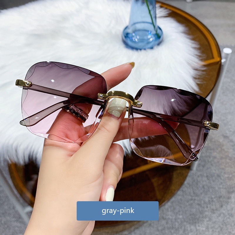 Kính mát không gọng tròng màu gradient chống tia UV400, thời trang cho nữ vs nam, đeo vào siêu xinh.