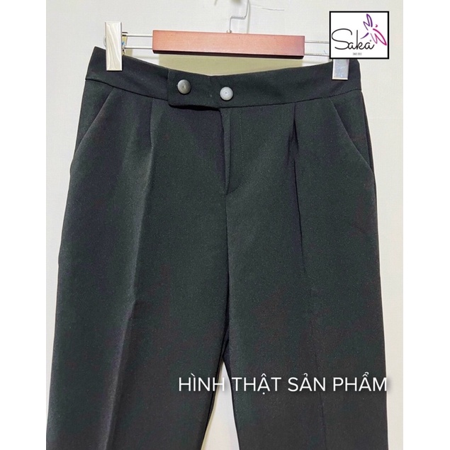 Quần tây công sở nữ dáng baggy màu đen vải tuyết mưa