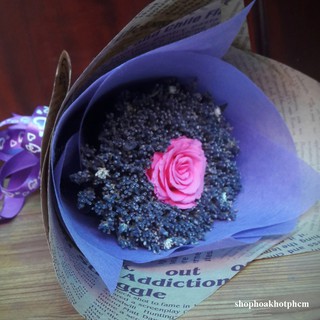 Bó hoa lavender khô hoa hồng