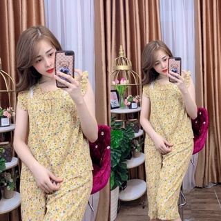 ĐỒ BỘ MẶC NHÀ - ĐỒ BỘ LỤA HỌA TIẾT HOA DỄ THƯƠNG - LUA24
