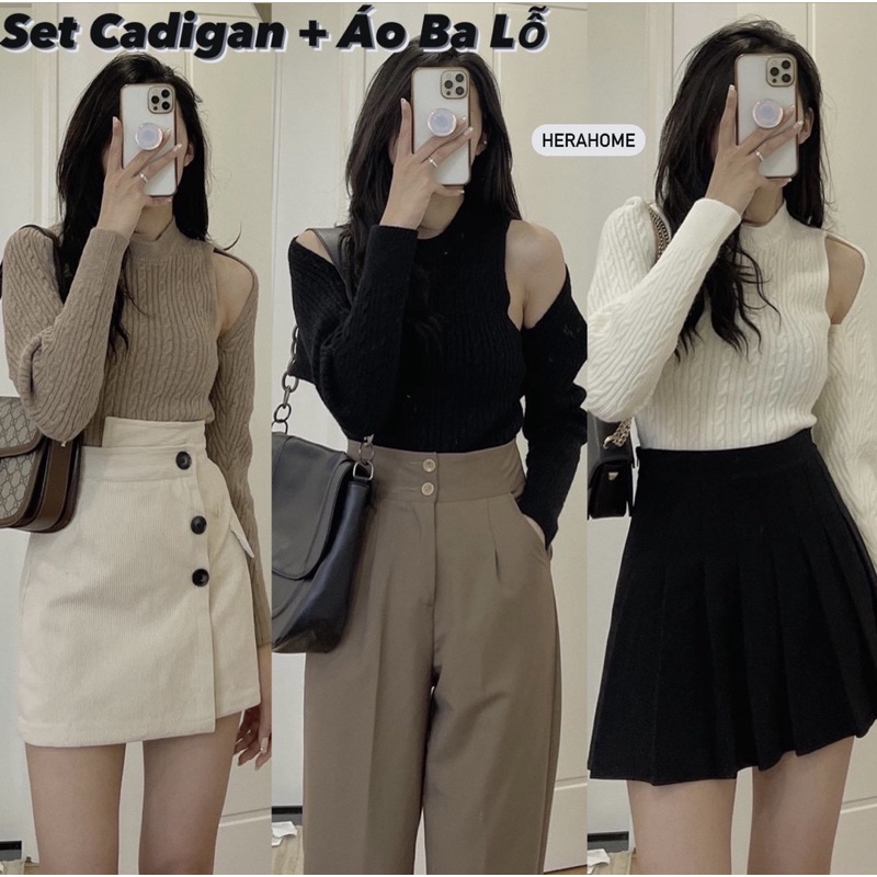 Set Áo Len Cadigan + Áo Ba Lỗ🦋