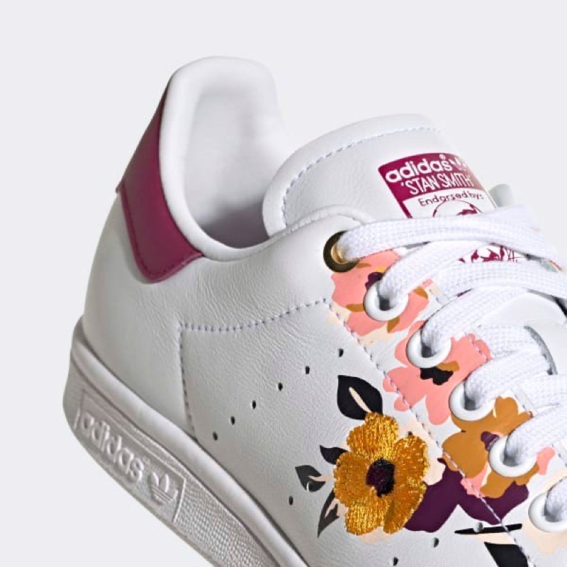 [Chính hãng Authentic] Giày Stan Smith màu trắng đế bằng hoạ tiết hoa