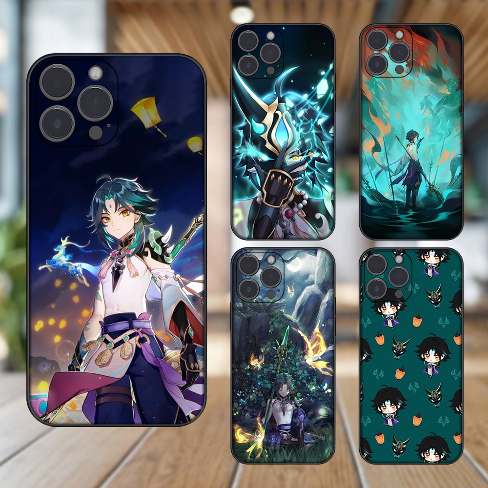 Ốp lưng iPhone 13 Pro Max dẻo đen cạnh vuông in hình Xiao Genshin Impact