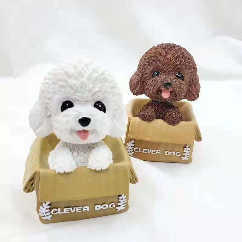 Trang Trí Bánh Sinh Nhật Bánh Kem - chó nâu ngồi hộp