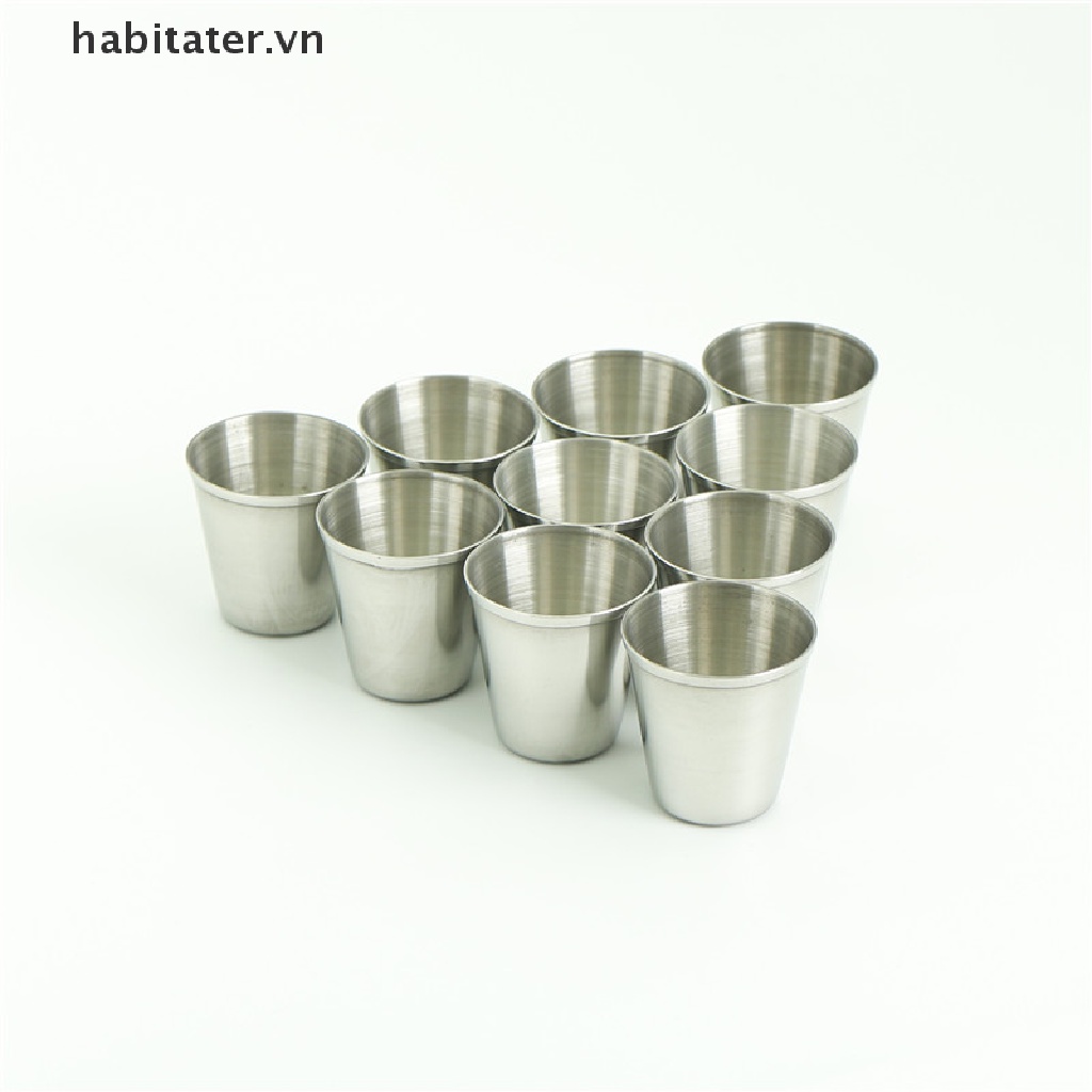 Set 10 Cốc Uống Rượu Bằng Thép Không Gỉ 30ml