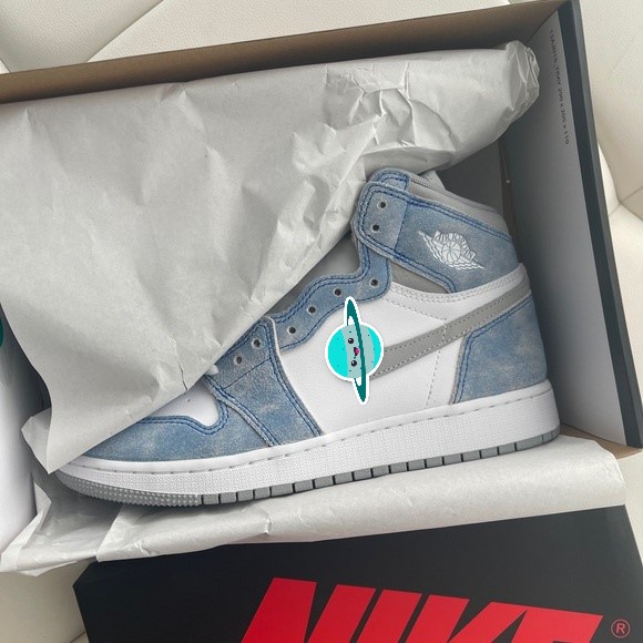 Giày Sneaker Jordan cổ cao Hyper Royal xanh loang nam nữ, Giày Jordan 1 high màu xanh ngọc xanh nỉ bản đẹp full box bill