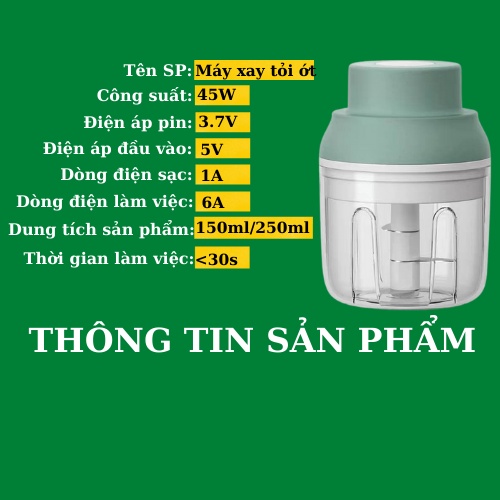 [HÀNG CHÍNH HÃNG CAO CẤP] Máy xay mini sạc điện, xay tỏi ớt thịt đồ ăn dặm cho bé