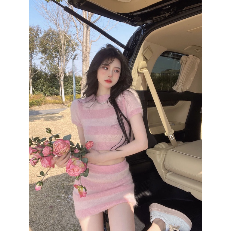 Mới Chân Váy Ngắn Lưng Cao Họa Tiết Kẻ Sọc Quyến Rũ Thời Trang Cho Nữ