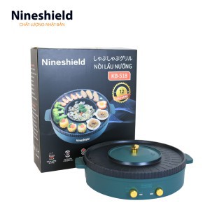 NỒI LẨU NƯỚNG ĐIỆN NINESHIELD 2 IN 1 KB-518 XANH VÀ TRẮNG [Bảo Hành 12 Tháng]