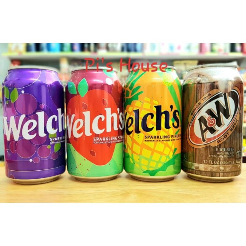 Nước ngọt soda Welchs nho dâu dứa xá xị AW 355ml