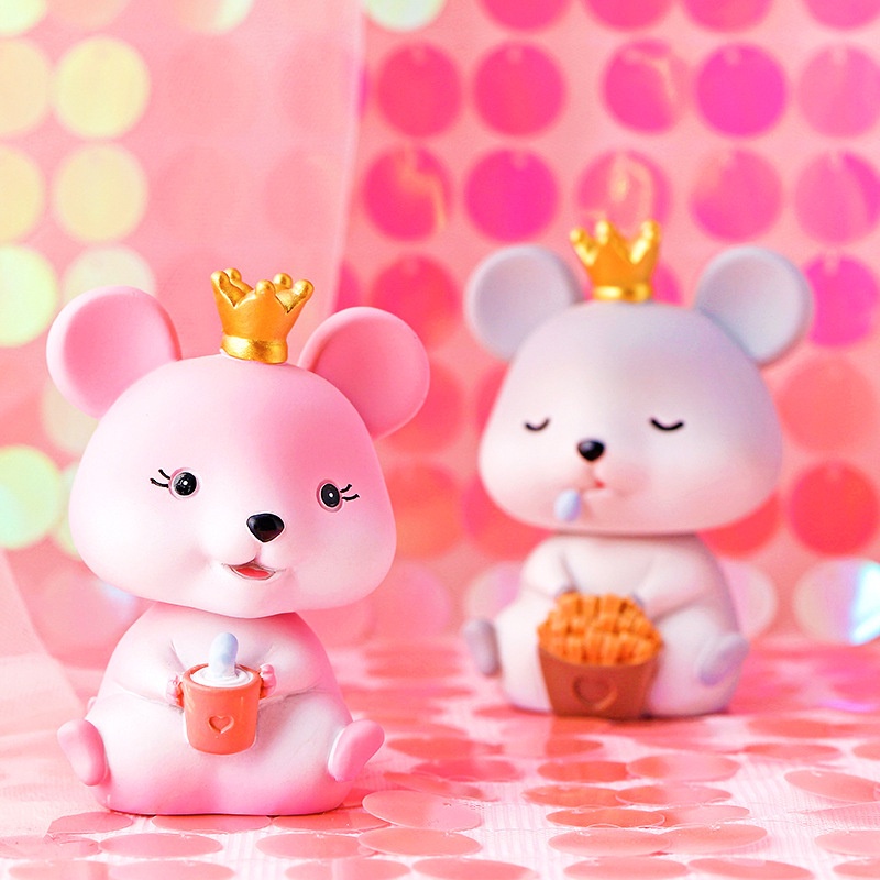 tượng trang trí bánh [FREESHIP] cặp chuột vương miện