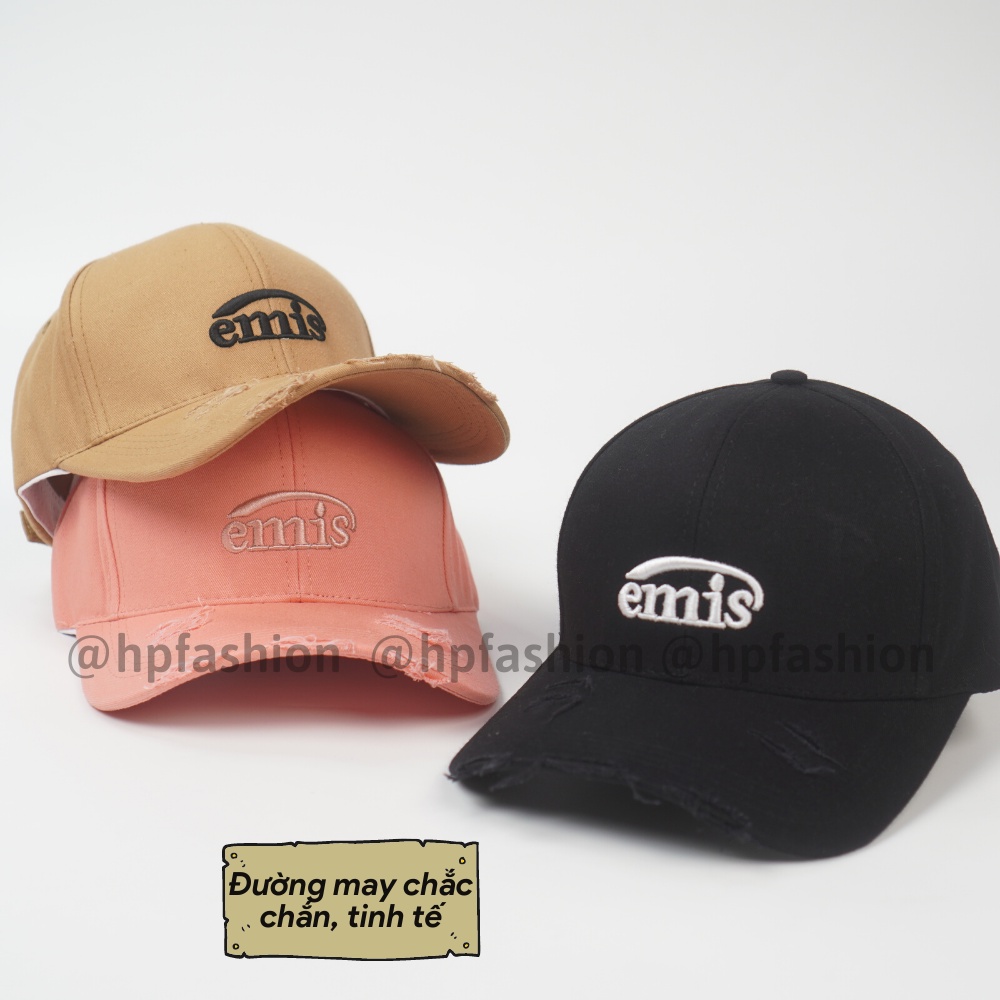 Mũ lưỡi trai ❤️ Nón kết rách thêu hình chữ EMIS chất kaki cao cấp form unisex nam nữ N75 - Happy Style