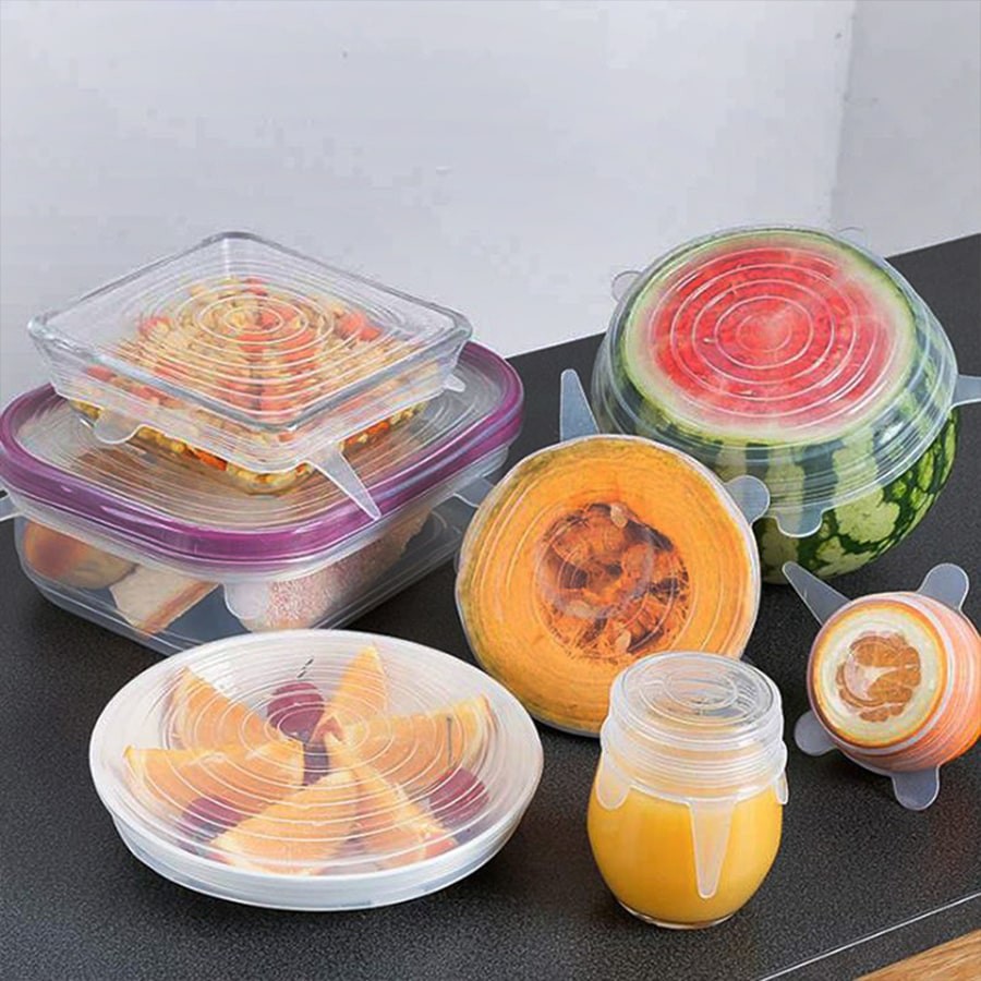 Bộ 6 Miếng Silicone Bọc Thực Phẩm - Nắp đậy màng Silicon bảo quản thức ăn | BigBuy360 - bigbuy360.vn