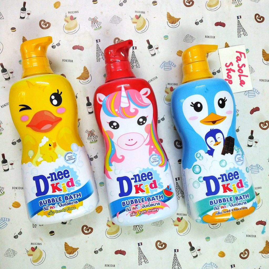 Sữa tắm toàn thân trẻ em D-NEE KID 400ml Thái Lan 3 trong 1 trẻ trên 3 tuổi bubble bath mật ong hình thú thơm dnee dni