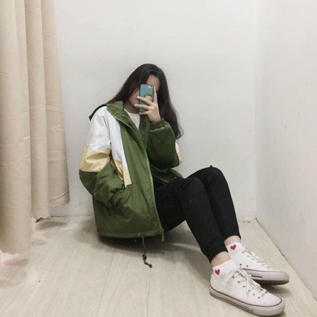 <SALE >Áo Khoác Dù Phối màu