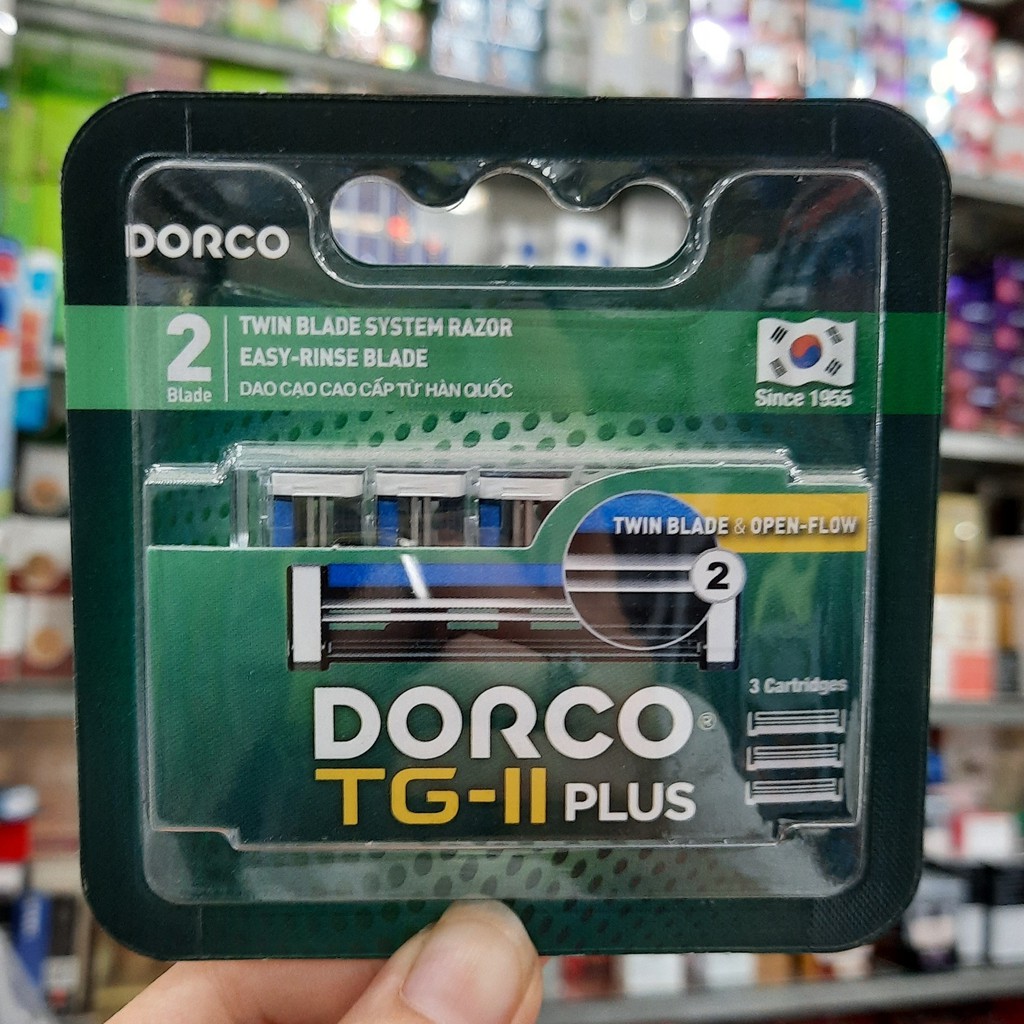 Vỉ 03 Đầu Dao Cạo Râu 2 Lưỡi Dorco TG-II Plus System TNA 3030-3B